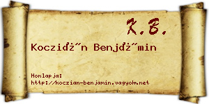 Koczián Benjámin névjegykártya